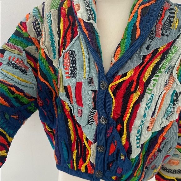 Vintage Rare Deadstock Coogi Cropped Shawl Collar Cardigan Sweater - Picture 3 of 6
